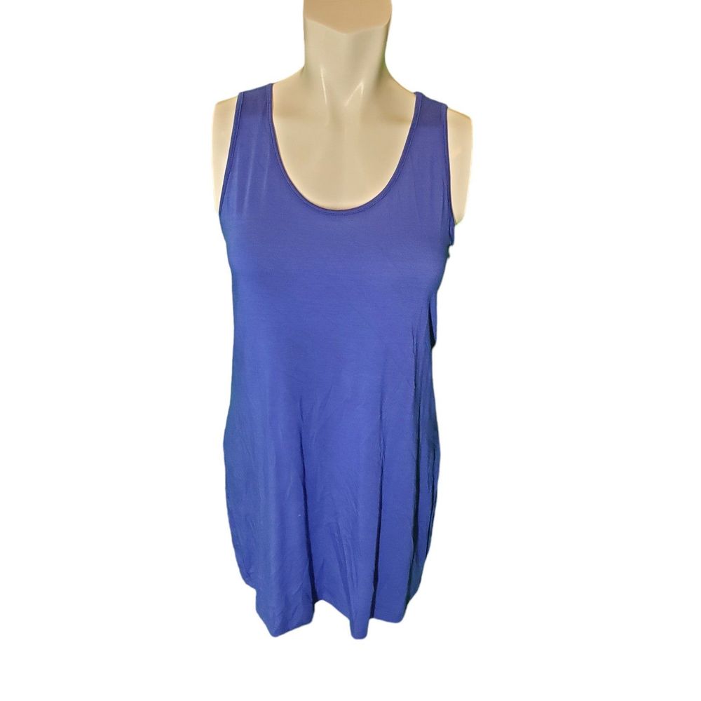 Comfy USA Blue Jersey Modal Tank Dress Mini Dress Shift Dress Sz M NEW
